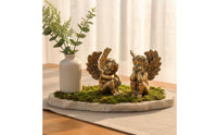 2 Pieces Gilded Angel Pot Decorations Imitation Copper Finish Cherub Garden Stakes Weather Resistant Cherub Plant Picks for Lawn