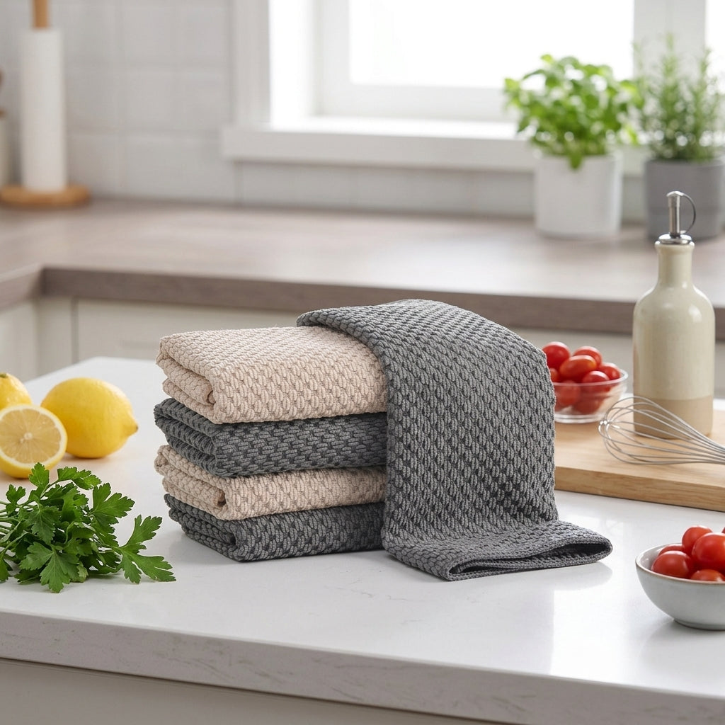 Multi-Surface Dish Cloths and Microfibre Cloth, Polyester Nylon Cleaning Cloths, High Absorbency Tea Towels for Kitchen, Dishes and Glass Surfaces