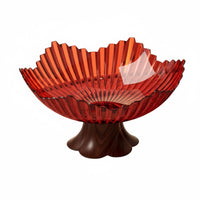 Faux Wood Base Fruit Stand Light Luxury Style Pedestal Fruit Bowl Decorative Centerpiece Home Decoration for Office