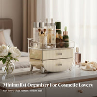 Multi-Compartment Desktop Makeup Organizer Large Capacity Makeup Organizer Box Ideal Gift Dustproof Cosmetic Display Case Sturdy for Women, Beauty Lovers, Teens, Dressing Table, Dresser Top, Bedroom, Bathroom Counter