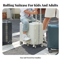 Combination Lock Rideable Suitcase Adjustable Pull Rod Kids Rideable Luggage 360° Silent Wheels for Parents, Airport, Vacation, Trips