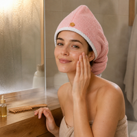 Dual-Layer Coral Fleece Hair Drying Towel Cap, Super Absorbent Quick Dry Turban