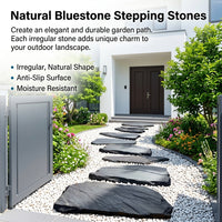 20 Pcs Landscaping Stepping Stones, Dark Gray Stone Garden Pavers, Irregular Slip Resistant Landscape Stones for Courtyard Paving, Walkway