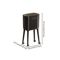 Glossy Black Double Trash Bin High-Legged Lidded Trash Bin Slim Legs Waste Container Rounded-Corner