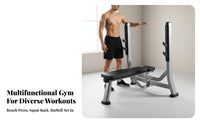 300kg Load Capacity Bench Press and Squat Rack Heavy Duty Multifunctional Weightlifting Bench Sturdy Steel Construction Multi-Function Barbell Rack Stable Triangular Design for Weightlifters, Bodybuilders