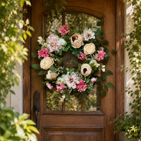 Summer Door Wreath, 50-55cm Artificial Floral, Rustic Faux for Front Door & Wall Decor, Spring & All Year Outdoor