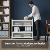 Multifunctional Multi-Tier Cabinet with Flip-up Doors Dust-Proof Multi-Tier Rack with Flip-up Doors Modern Design Bookshelf Stable Structure for Book Lovers, Office Workers, Living Room, Bedroom, Tearoom, Playroom