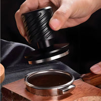 Textured Grip Spring-Loaded Coffee Tamper Flat Circular Base Handheld Coffee Tamper Threaded Bottom Kitchen Tool Compact