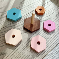 Multifunctional Rainbow Hoop Stacker Polished Edges Rainbow Stacking Blocks Paint Wooden Stacking Toy Develops Hand-Eye Coordination for Toddlers, Preschoolers, Babies, Playroom, Daycare