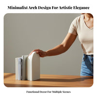 2 Pieces Hand-Crafted Arched Bookend Geometric Book Holder for Home Decorators, Office Workers, Study Room, Bookshelf, Bookshelves