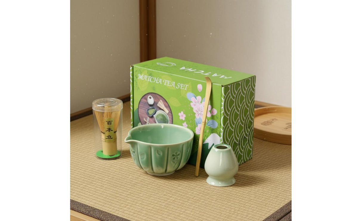 Matcha Starter Kit Gift Box Included Ceramic Matcha Bowl Whisk Set for Beginners