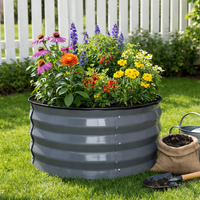 Galvanized Metal Raised Garden Bed Round Planter Box for Vegetables Flowers, Outdoor Elevated for Patio Yard, 60x30cm Large Capacity, Set