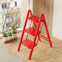 Foldable Ladder with Wide Steps Non-Slip Triangular-Frame Ladder Sturdy Step Stool Compact for Homeowners, Seniors, Kitchen, Closet, Pantry
