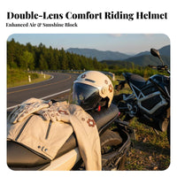 Electric Bike Half Helmet 3C Certified Double Visor Helmet Impact Resistant Shielded Headwear for Men, Women, Summer, Commuting