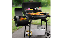 Barrel Grill with Side Smoker Outdoor Briquette-Fueled Barbecue with Smoker Multi-Functional Grill with Warming Rack for Grilling Enthusiasts