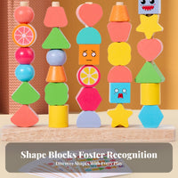 Early Learning Wooden Geometric Stacking Toy Hand-Eye Coordination Geometric Shape Stacker Child-Centered Inspired for Preschoolers