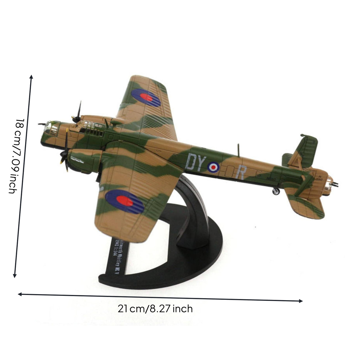 Warplane Model with Display Stand Diecast Warplane Model with Stand for History Buffs, Veterans, Office