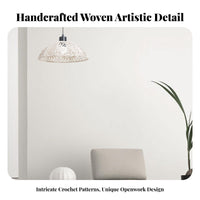 Cotton Rope Lampshade Handmade Woven Lampshade Bohemian Warm Light Cover Natural Aesthetic Indoor Lighting Easy to Install