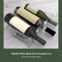 Tabletop Wine Rack Holds 3 Bottles Bottle Holder Clear Look Modern Style for Homeowners, Gift Givers, Pantry, Basement, Man Cave