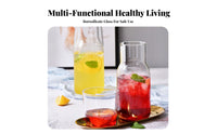 2 Pieces Space Saving Glass Carafe with Tumbler Lid Easy to Clean Glass Pitcher with Tumbler Lid Versatile Use for Seniors, Bedroom, Kitchen