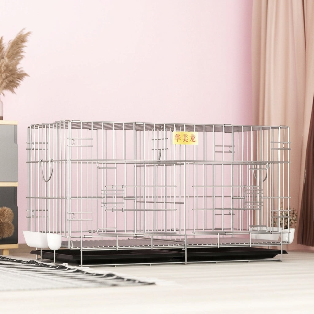 Pigeon and Breeding Cage for Small Birds, Foldable Double-Layer Galvanized Iron Pairing Cage, Multi-Tier Stackable Portable Home Use Cage with Trays