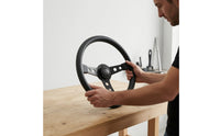 Leather-Wrapped Racing Steering Wheel 3-Spoke Universal Steering Wheel 350mm Comfortable for Car Enthusiasts