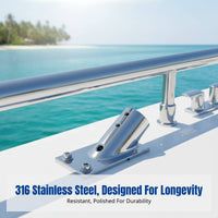 316 Stainless Steel Square Tube Base, Marine Deck Handrail Bracket, Polished Yacht Hardware