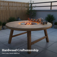 New Chinese Design heaterIntegrated Table Rounded Design Household Furniture Natural Wood Grain Rustic Charm for Hospitality Professionals, Apartment Dwellers, Balcony, Courtyard, Teahouse, Living Room