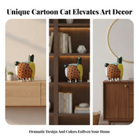 Polka-Spotted Decorative Cat Figurine Cat Figurine