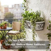 Hanging Design Railing Planter Frame Space Saving Railing Mounted Flower Box Stable Structure Plant Pot Holder Easy Assembly for Apartment Dwellers, Home Decorators, Homeowners, Balcony, Patio, Porch, Fence