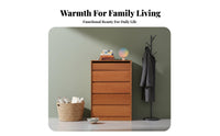5-Drawer Wooden Chest Minimalist Design Nordic Design Low Cabinet Sturdy Construction 5 Drawer Storage Unit for Adults, Parents, Bedroom, Home, Closet