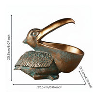 Seabird Resin Figurine Double Use Seabird Key Dish Gaping Beak Design Animal Statue Bowl for Entryway, Desk