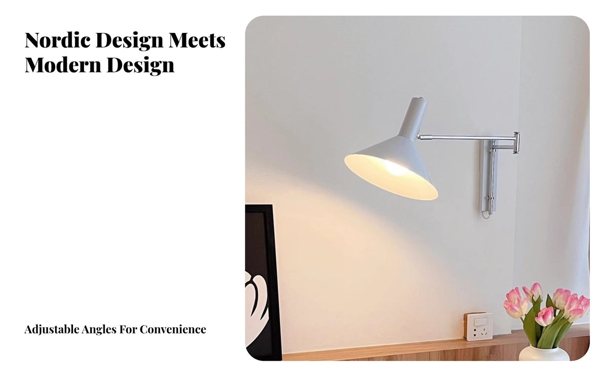 Minimalist Adjustable Swing Arm Wall Lamp Rotatable Head Swing Arm Wall Lamp Space Saving Adjustable Bedside Light Long-Lasting Metal Construction for Design Enthusiasts, Homeowners, Professionals, Bedroom, Study Room, Home Office, Corridor