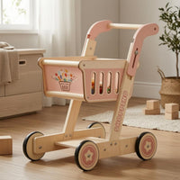 Shopping Cart Pusher Stable Frame Push Cart Pusher Pink for Children
