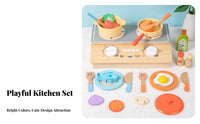 Imaginative Role Play Wooden Kitchen Toy Set Develops Fine Movement Skills Toy Cooking Set with Storage Box Realistic Accessories