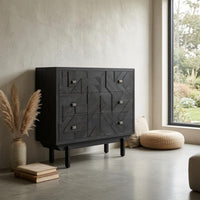 Raised Legs Wood-Grain Drawer Cabinet Square Pulls Freestanding Cupboard
