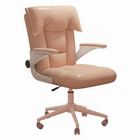 Adjustable Height Upholstered Rolling Chair High Back Support Upholstered Rolling Chair with Armrests Soft Cushioning Swivel Seat Ergonomic for Students, Adults, Teens, Study Room, Bedroom, Vanity