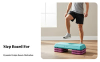 Non-Slip Surface Aerobic Step Platform Stable Design Fitness Stepper with Risers Heavy Duty Aerobic Exercise Deck Reinforced Construction for Home Gym