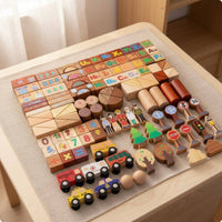 118 Pieces Preschool Building Blocks Smart Playing Construction Stacking Blocks Cognitive Skills Wooden Construction Block for Young Children, Kids