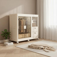 Installation-No-Tools Foldable Clothes Wardrobe Large Capacity Drawer Design Plastic Closet Heavy Duty Portable Clothing Cabinet Adjustable Shelves for Babies, Nursery