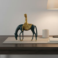 Equestrian Figurine Luxury Elegant Girl on Horse Sculpture Modern Minimalist Equestrian Decor Statue for Living Room, Study, Office