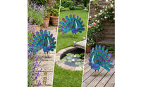 Metal Peacock Statue Multicolor Peacock Statue Standing for Patio