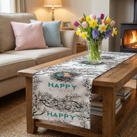 Easter Table Runner Decorative Bunny Egg Print Table Runner Heat Insulating Home Decoration for Party Hosts, Homeowners, Kitchen