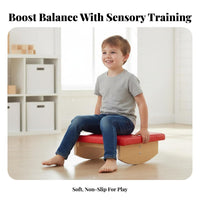 Long-Lasting Natural Wood Kids Balance Board Creative-Ended Play Toddler Balance Board Versatile Use Toddler Rocking Stool for Toddlers, Babies, Kindergarten, Playroom