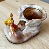 Ceramic Boot Planter Opening Top Boot Planter Raised Texture Decorative Container
