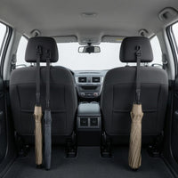 Woven Strap Seat-Back Umbrella Holder Molded Plastic Back-Seat Hanging Hook Multiple Slots Backseat Hanger Black