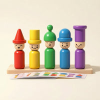 Wooden Matching Toy with Cards Fine Motor Color Matching Toy with Pegs Sorting Box with Cards Hands-on Hand-Eye Coordination
