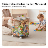 complimentarystanding Toy Container Easy to Clean Rolling creature Toy Hamper With Handles