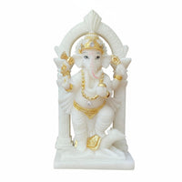 Hand-Carved Elephant God Statue Gold Accents Ganesha Figurine Exquisite Intricacy Hindu Deity Idol for Mindfulness Practitioners, Collectors, Home Altar, Meditation Room, Office Desk, Car Dashboard