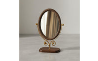 Wooden Frame Desktop 360° Rotating mirror° Rotation Vintage Design Dressing Table Mirror Decorative Personal Care Accessory for Bedroom, Dorm Room